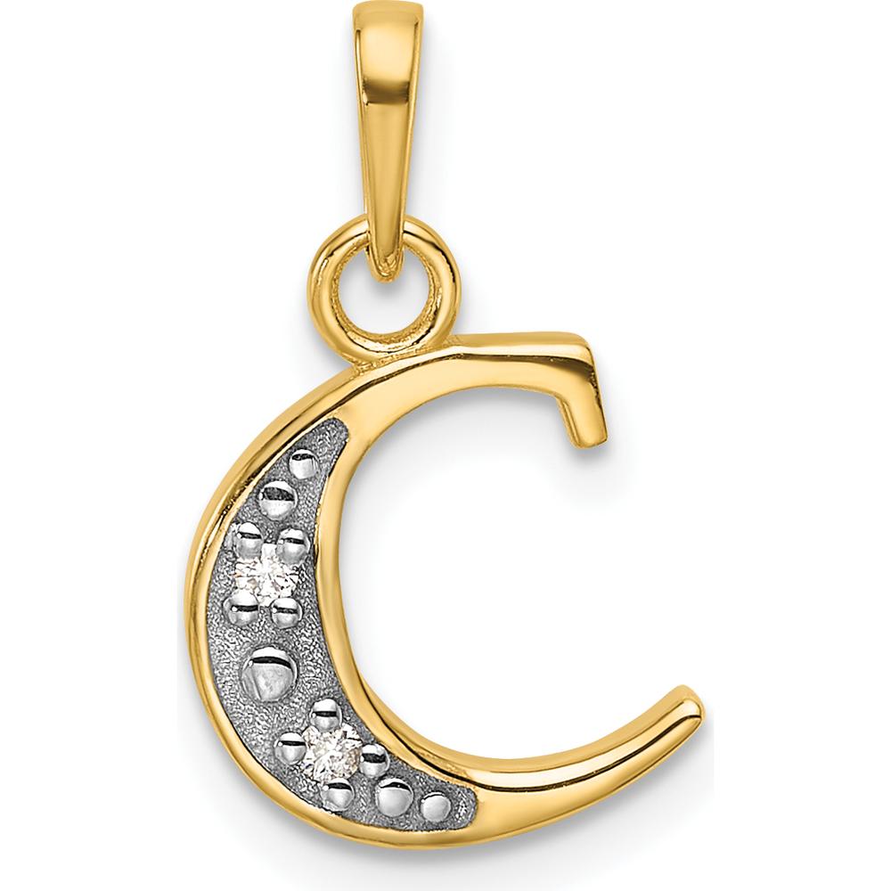 14K Yellow Gold Diamond Letter C Pendant with Round Diamonds - 0.01 Carat Total Diamond Weight by Oro Pregiato
