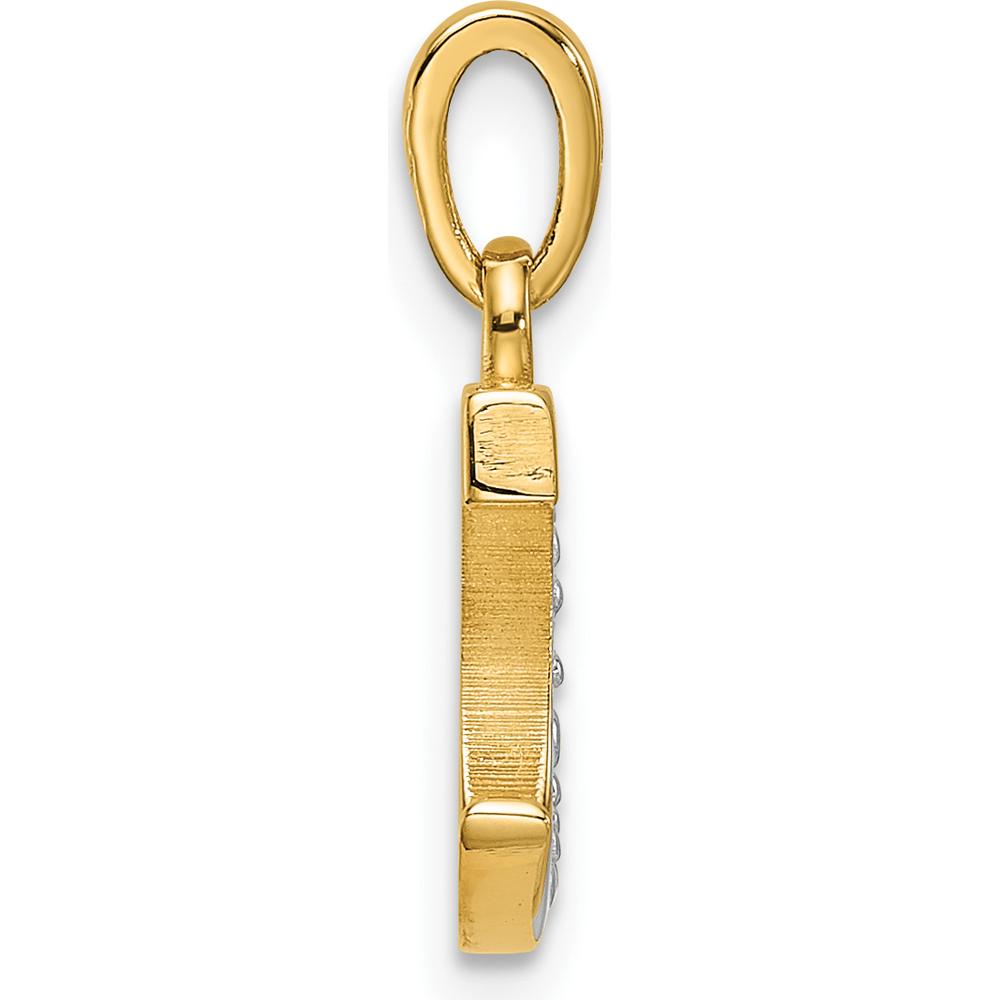 14K Yellow Gold Diamond Letter C Pendant with Round Diamonds - 0.01 Carat Total Diamond Weight by Oro Pregiato