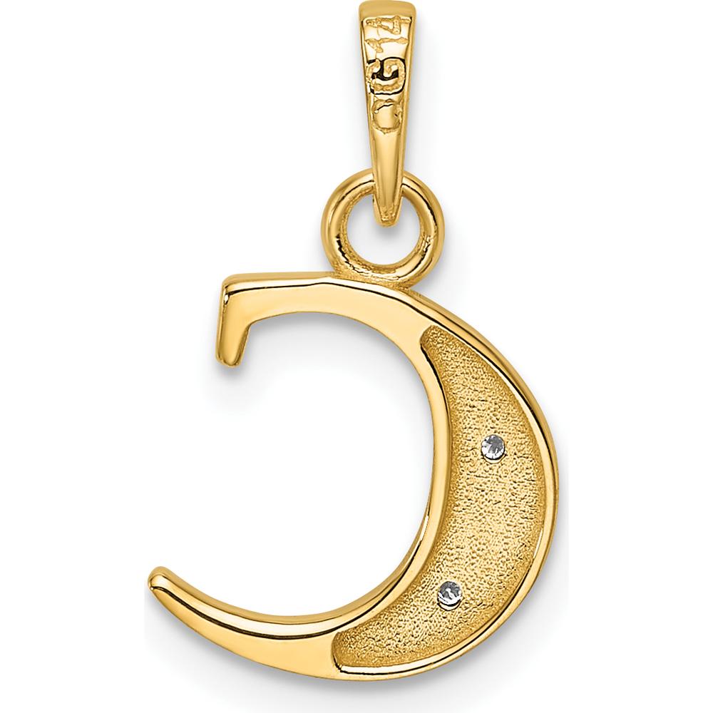 14K Yellow Gold Diamond Letter C Pendant with Round Diamonds - 0.01 Carat Total Diamond Weight by Oro Pregiato