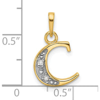 14K Yellow Gold Diamond Letter C Pendant with Round Diamonds - 0.01 Carat Total Diamond Weight by Oro Pregiato