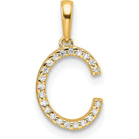 14K Yellow Gold Diamond Letter C Pendant with Round Diamonds - 0.10 Carat Total Diamond Weight by Oro Pregiato