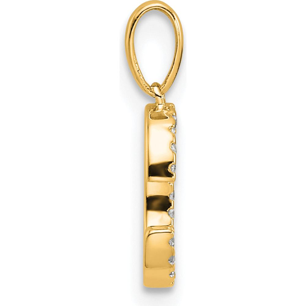 14K Yellow Gold Diamond Letter C Pendant with Round Diamonds - 0.10 Carat Total Diamond Weight by Oro Pregiato