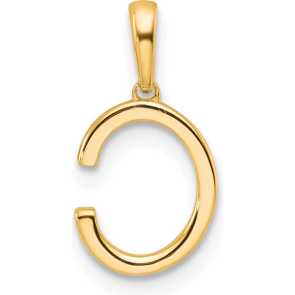14K Yellow Gold Diamond Letter C Pendant with Round Diamonds - 0.10 Carat Total Diamond Weight by Oro Pregiato