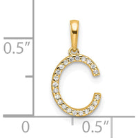 14K Yellow Gold Diamond Letter C Pendant with Round Diamonds - 0.10 Carat Total Diamond Weight by Oro Pregiato