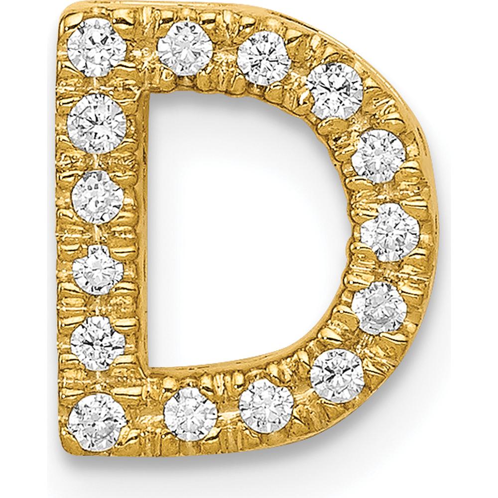 14K Yellow Gold Diamond Letter D Initial Charm with 15 Round Natural Diamonds - 0.01 Carat Total Diamond Weight by Oro Pregiato