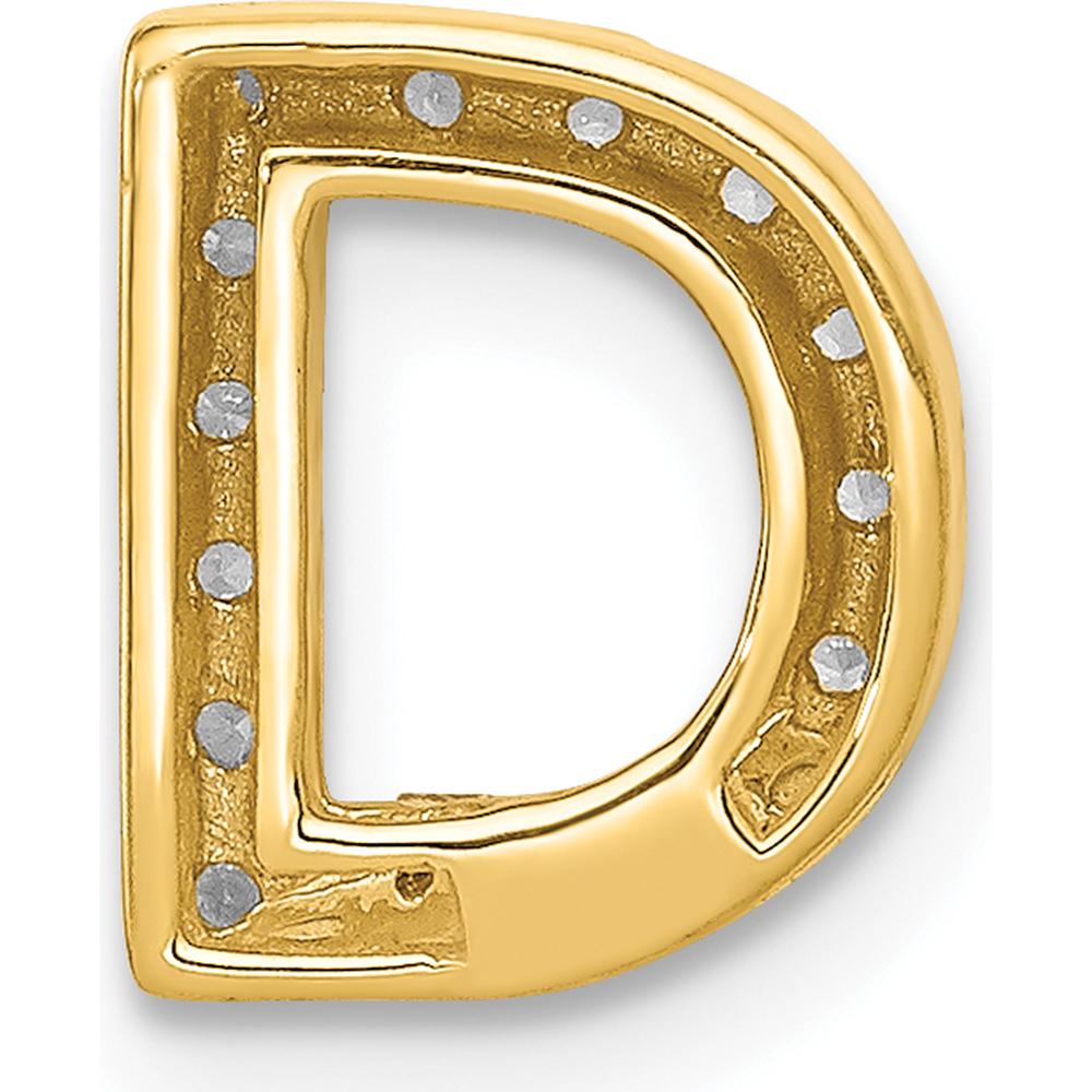 14K Yellow Gold Diamond Letter D Initial Charm with 15 Round Natural Diamonds - 0.01 Carat Total Diamond Weight by Oro Pregiato