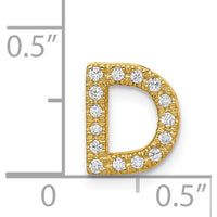 14K Yellow Gold Diamond Letter D Initial Charm with 15 Round Natural Diamonds - 0.01 Carat Total Diamond Weight by Oro Pregiato