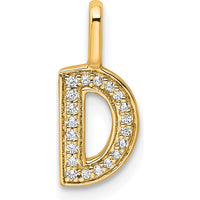 14K Yellow Gold Diamond Letter D Initial Pendant with Round Diamonds by Oro Pregiato