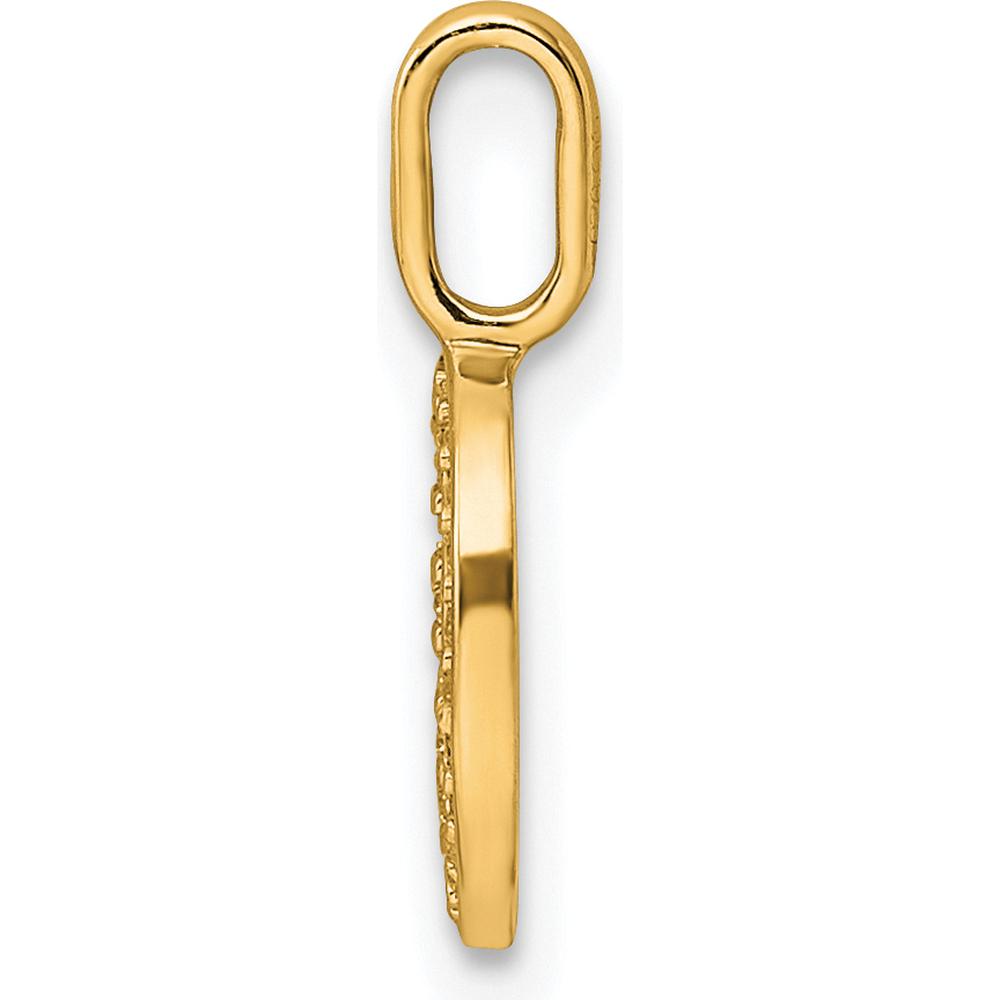 14K Yellow Gold Diamond Letter D Initial Pendant with Round Diamonds by Oro Pregiato
