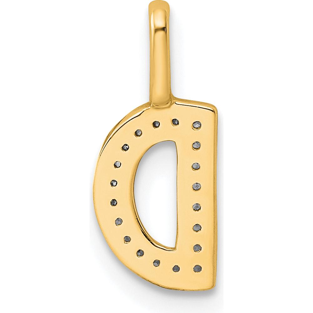 14K Yellow Gold Diamond Letter D Initial Pendant with Round Diamonds by Oro Pregiato