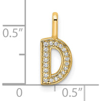 14K Yellow Gold Diamond Letter D Initial Pendant with Round Diamonds by Oro Pregiato