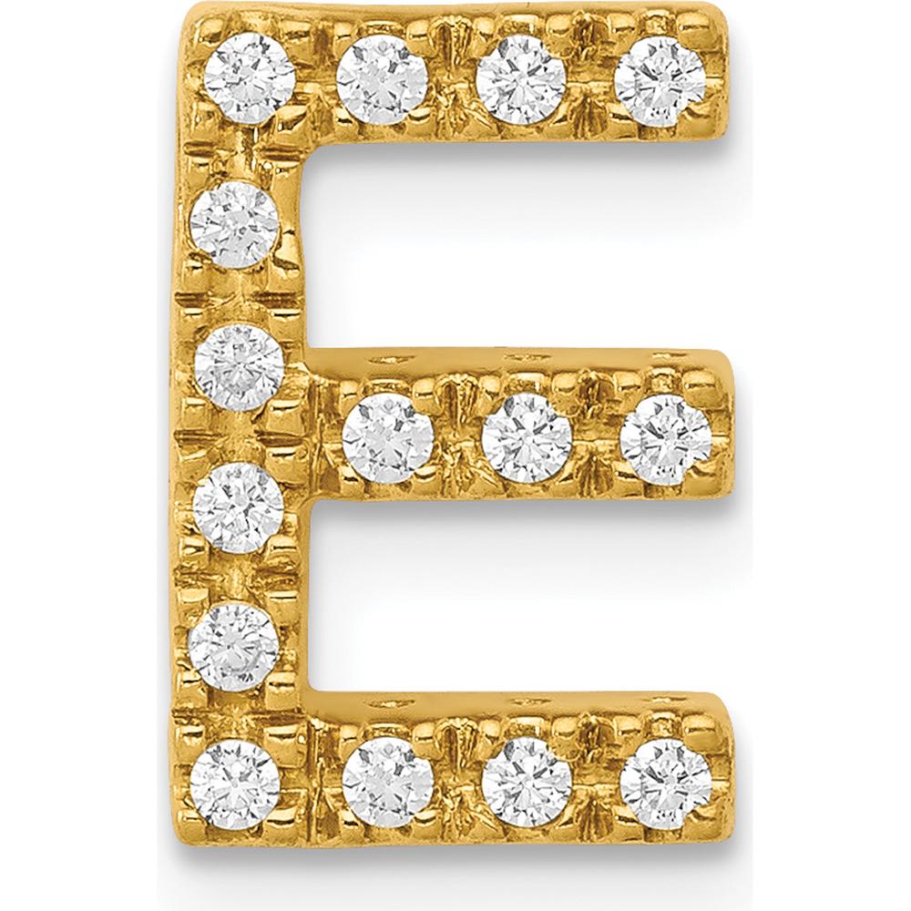 14K Yellow Gold Diamond Letter "E" Initial Charm with 15 Round Diamonds - 0.01 Carat Total Diamond Weight by Oro Pregiato