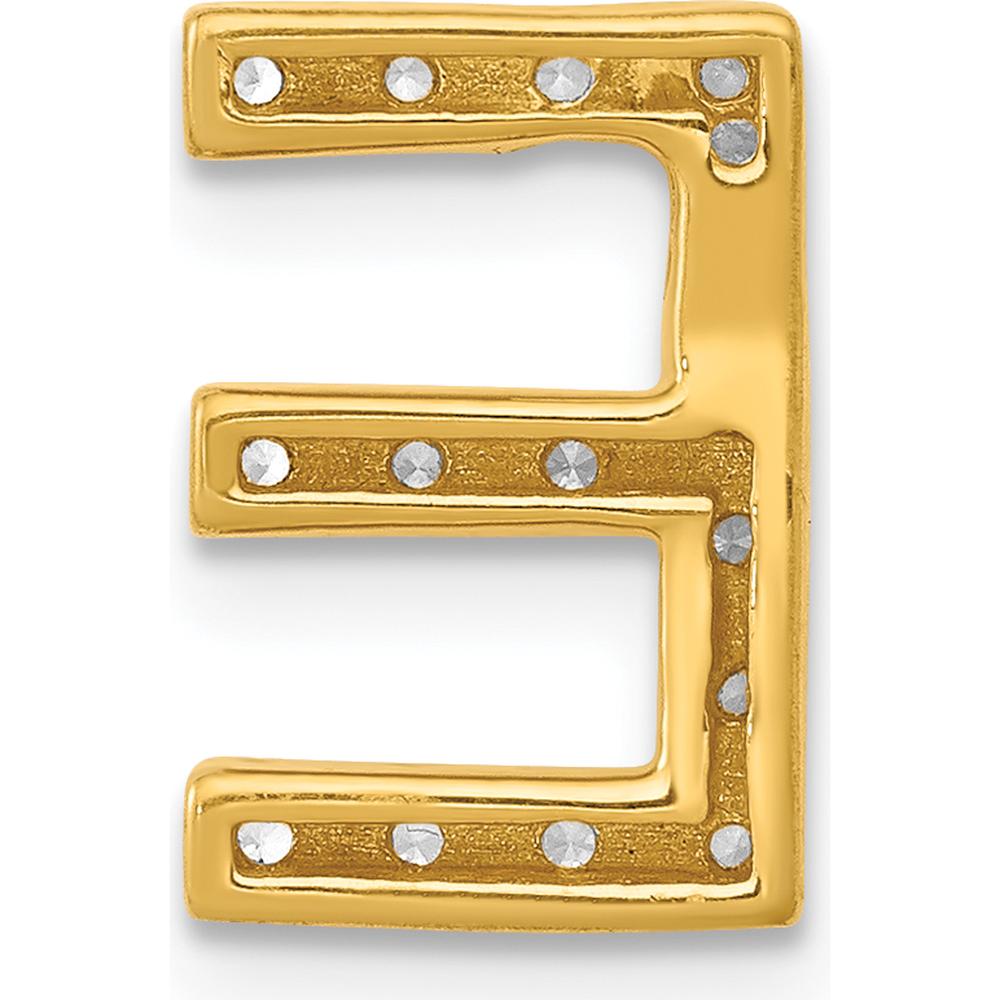 14K Yellow Gold Diamond Letter "E" Initial Charm with 15 Round Diamonds - 0.01 Carat Total Diamond Weight by Oro Pregiato