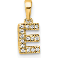 14K Yellow Gold Diamond Letter E Initial Pendant with 9 Brilliant-Cut Diamonds - 0.09 Carat Total Diamond Weight by Oro Pregiato