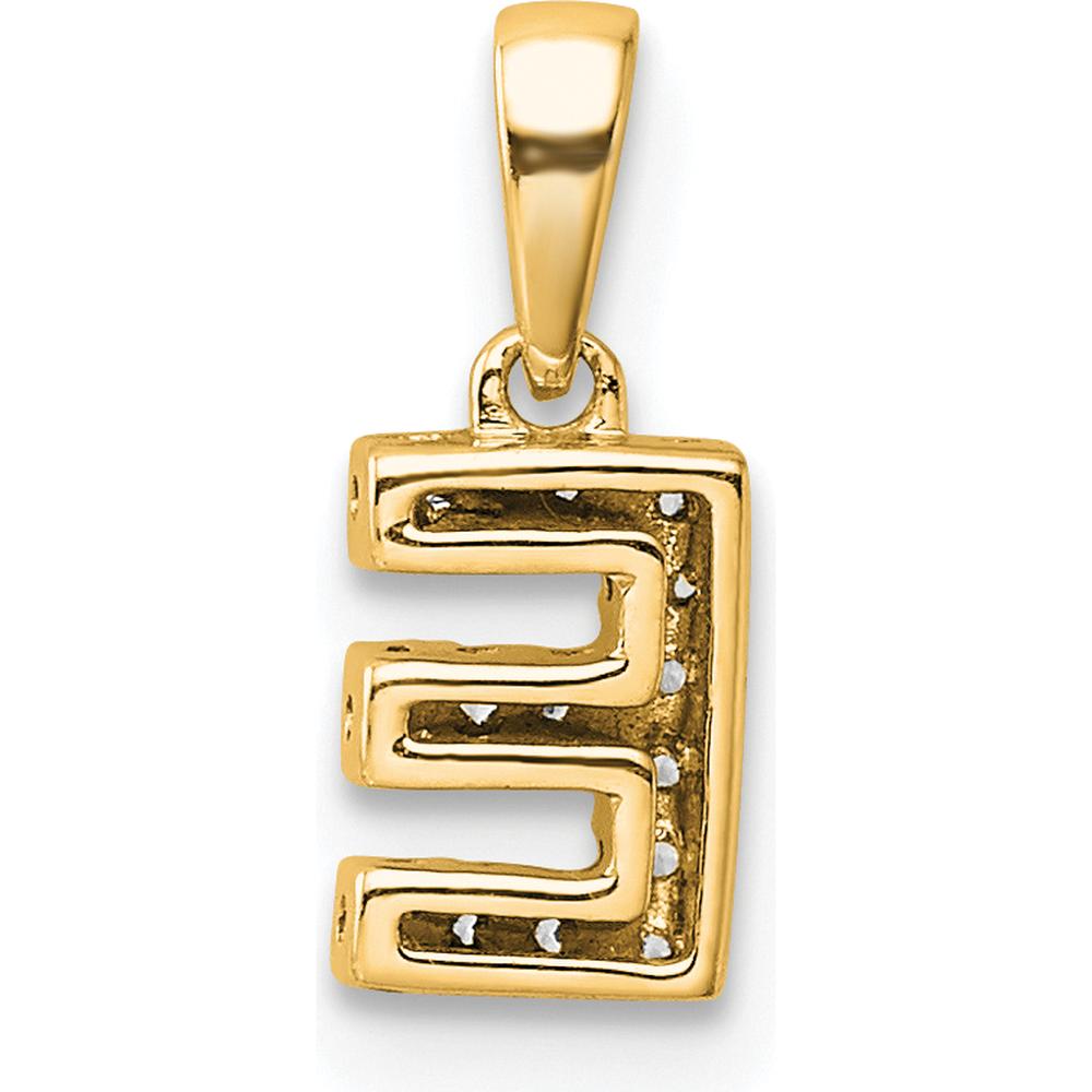 14K Yellow Gold Diamond Letter E Initial Pendant with 9 Brilliant-Cut Diamonds - 0.09 Carat Total Diamond Weight by Oro Pregiato