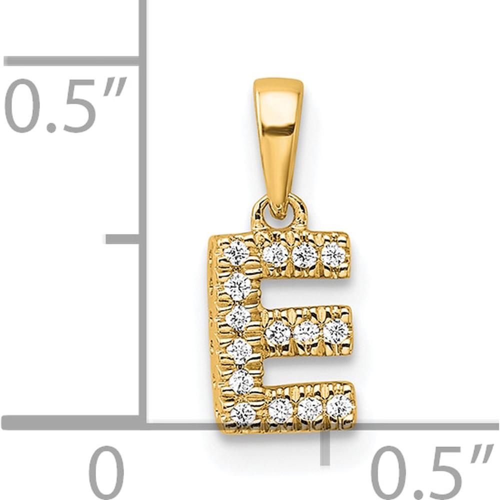 14K Yellow Gold Diamond Letter E Initial Pendant with 9 Brilliant-Cut Diamonds - 0.09 Carat Total Diamond Weight by Oro Pregiato
