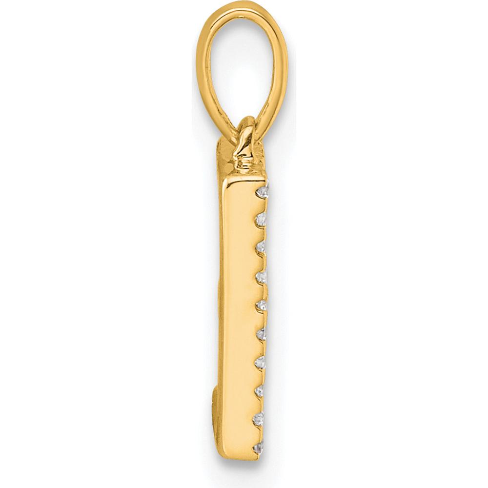 14K Yellow Gold Diamond Letter E Initial Pendant with Hand-Set Diamonds by Oro Pregiato