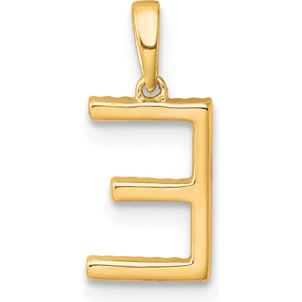 14K Yellow Gold Diamond Letter E Initial Pendant with Hand-Set Diamonds by Oro Pregiato