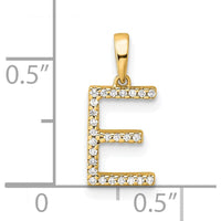14K Yellow Gold Diamond Letter E Initial Pendant with Hand-Set Diamonds by Oro Pregiato