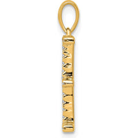 14K Yellow Gold Diamond Letter "E" Initial Pendant with Polished Finish by Oro Pregiato