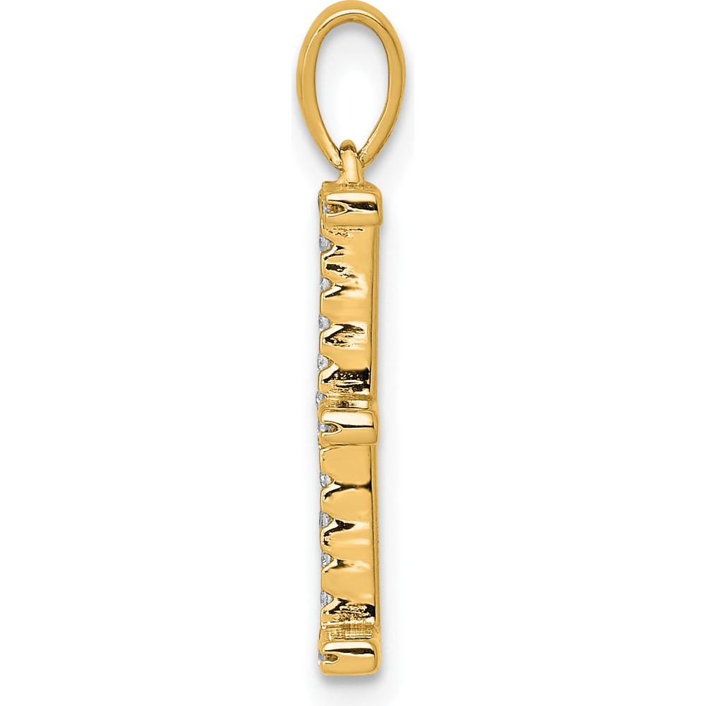 14K Yellow Gold Diamond Letter "E" Initial Pendant with Polished Finish by Oro Pregiato