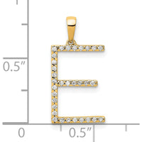 14K Yellow Gold Diamond Letter "E" Initial Pendant with Polished Finish by Oro Pregiato