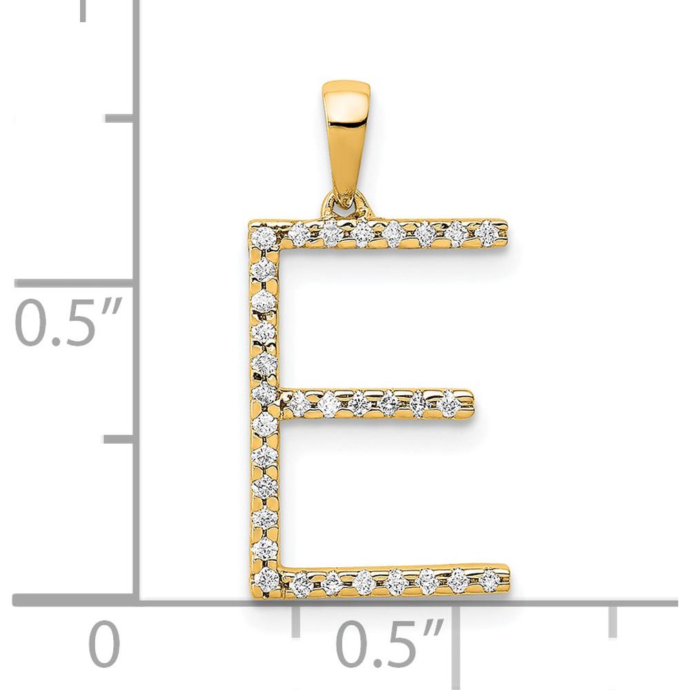 14K Yellow Gold Diamond Letter "E" Initial Pendant with Polished Finish by Oro Pregiato