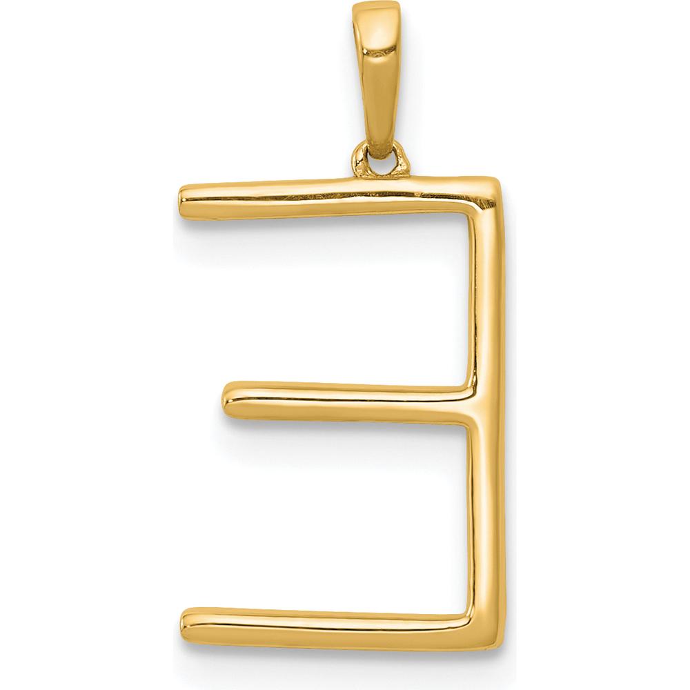 14K Yellow Gold Diamond Letter "E" Initial Pendant with Polished Finish by Oro Pregiato