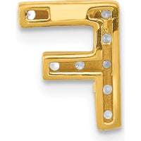 14K Yellow Gold Diamond Letter F Initial Charm - 0.10 Carat Total Diamond Weight by Oro Pregiato