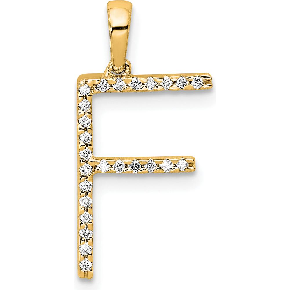 14K Yellow Gold Diamond Letter F Initial Pendant by Oro Pregiato