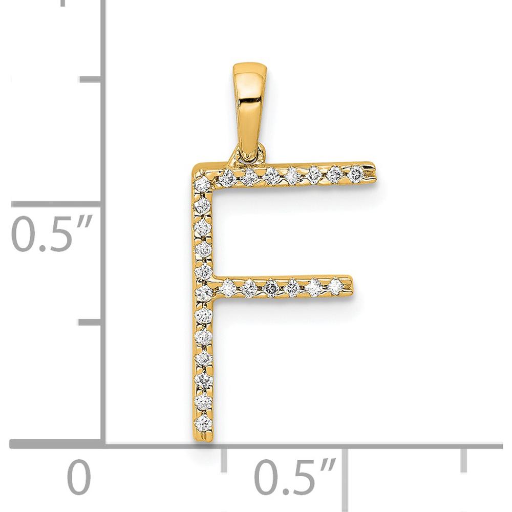 14K Yellow Gold Diamond Letter F Initial Pendant by Oro Pregiato