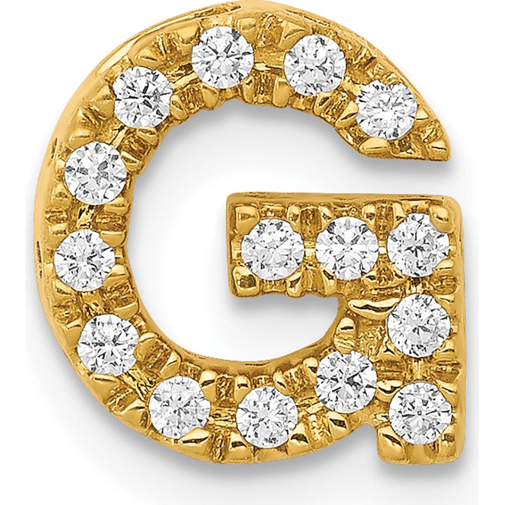14K Yellow Gold Diamond Letter G Initial Charm with 15 Round Diamonds - 0.15 Carat Total Diamond Weight by Oro Pregiato