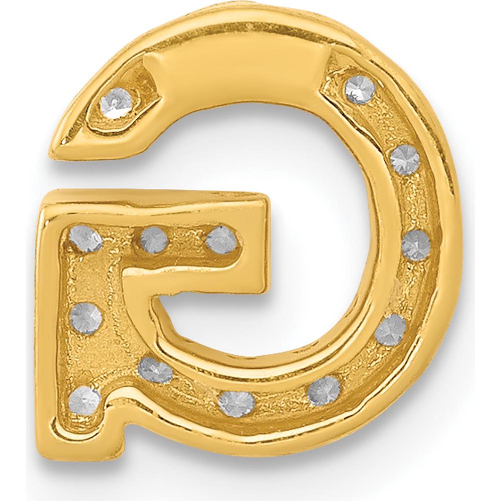 14K Yellow Gold Diamond Letter G Initial Charm with 15 Round Diamonds - 0.15 Carat Total Diamond Weight by Oro Pregiato