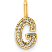 14K Yellow Gold Diamond Letter G Initial Pendant with Pavé Diamond Accents by Oro Pregiato