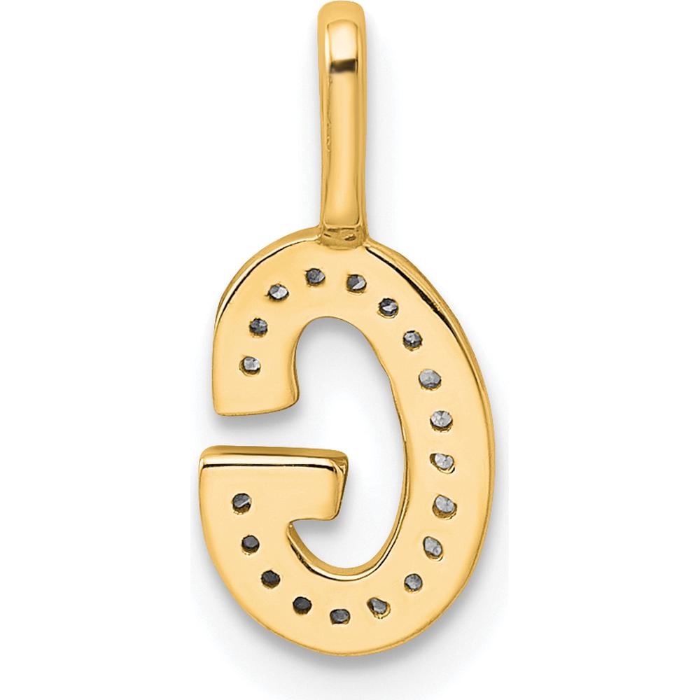 14K Yellow Gold Diamond Letter G Initial Pendant with Pavé Diamond Accents by Oro Pregiato