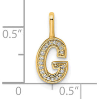 14K Yellow Gold Diamond Letter G Initial Pendant with Pavé Diamond Accents by Oro Pregiato