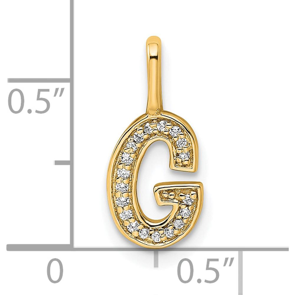 14K Yellow Gold Diamond Letter G Initial Pendant with Pavé Diamond Accents by Oro Pregiato