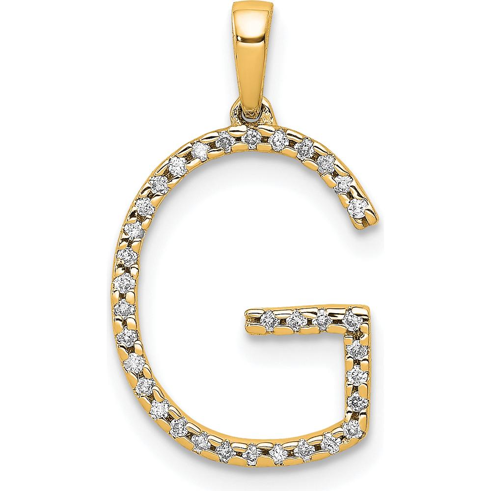 14K Yellow Gold Diamond Letter G Initial Pendant with Polished Finish by Oro Pregiato