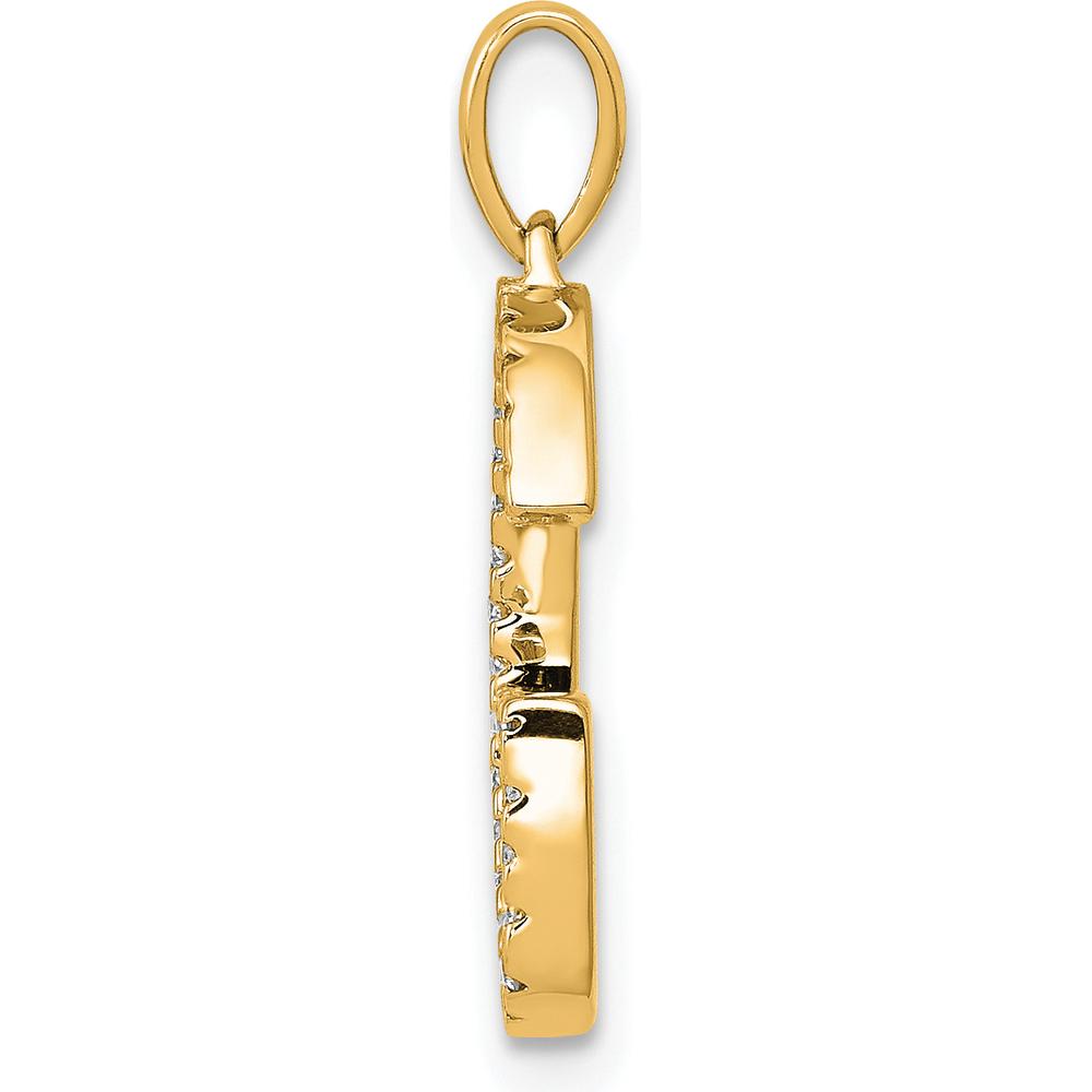 14K Yellow Gold Diamond Letter G Initial Pendant with Polished Finish by Oro Pregiato