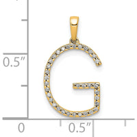 14K Yellow Gold Diamond Letter G Initial Pendant with Polished Finish by Oro Pregiato
