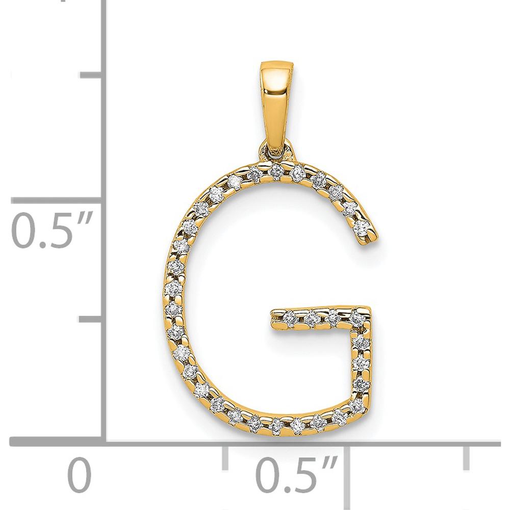14K Yellow Gold Diamond Letter G Initial Pendant with Polished Finish by Oro Pregiato