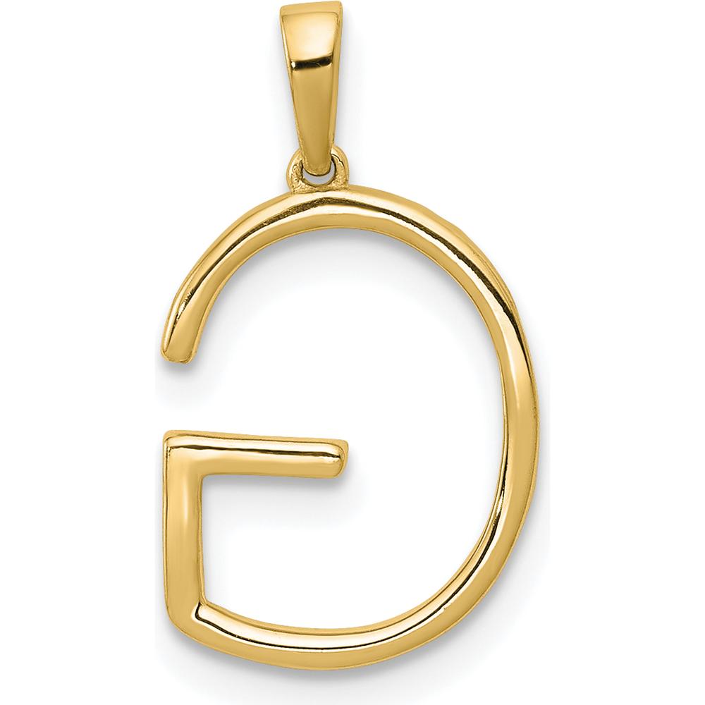 14K Yellow Gold Diamond Letter G Initial Pendant with Polished Finish by Oro Pregiato