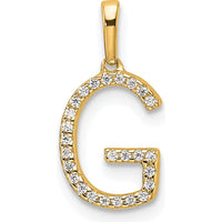 14K Yellow Gold Diamond Letter G Pendant - Personalized Charm with Round Brilliant Diamonds by Oro Pregiato