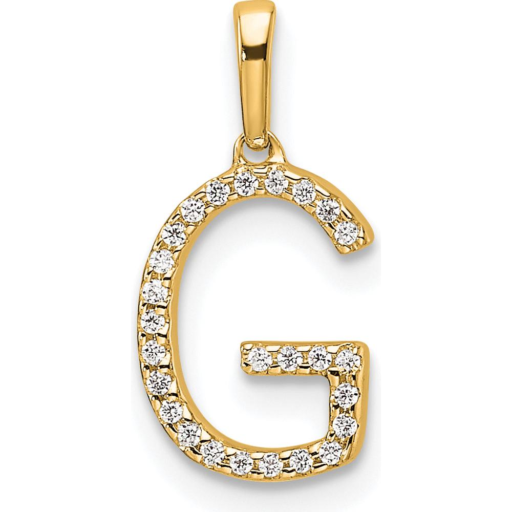 14K Yellow Gold Diamond Letter G Pendant - Personalized Charm with Round Brilliant Diamonds by Oro Pregiato