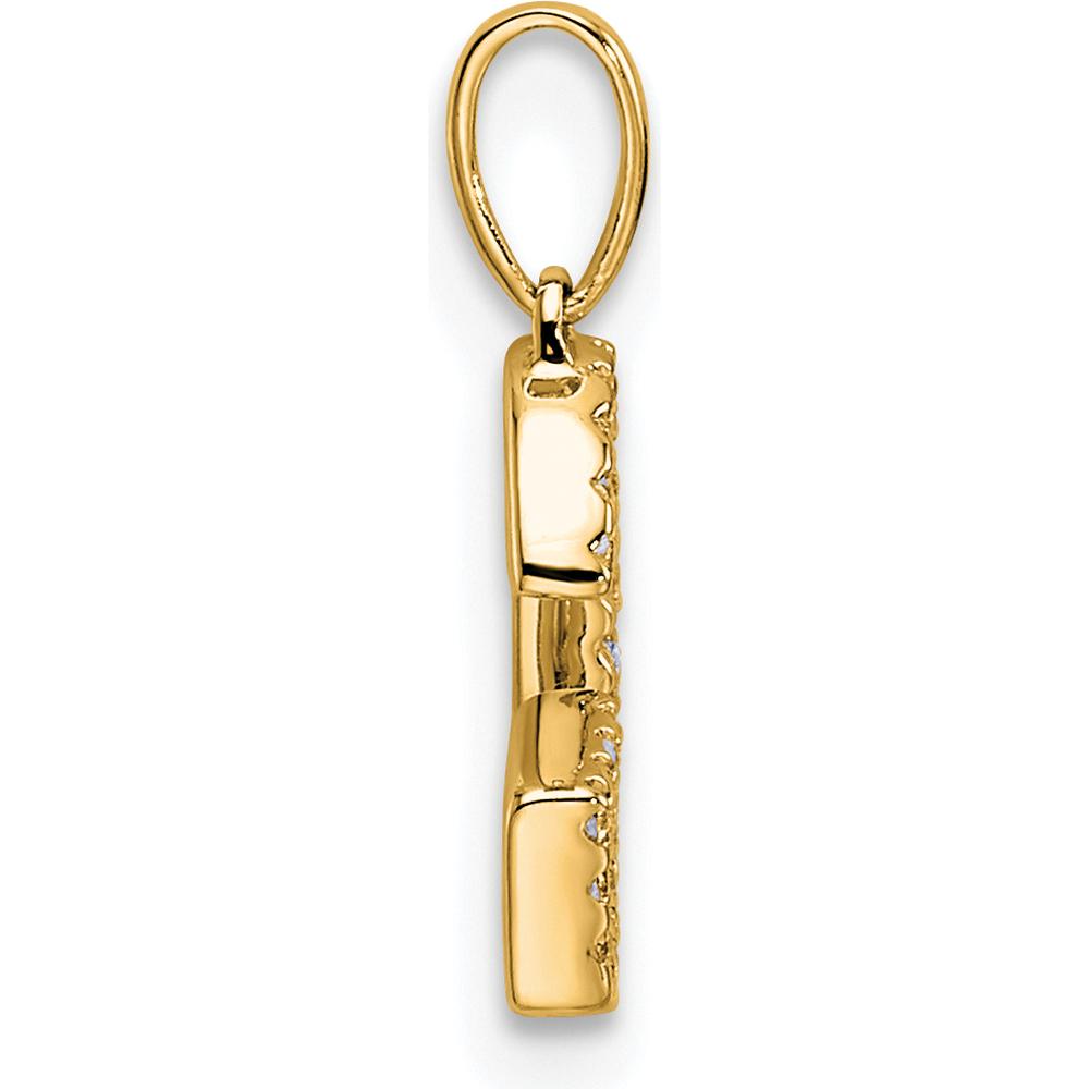 14K Yellow Gold Diamond Letter G Pendant - Personalized Charm with Round Brilliant Diamonds by Oro Pregiato