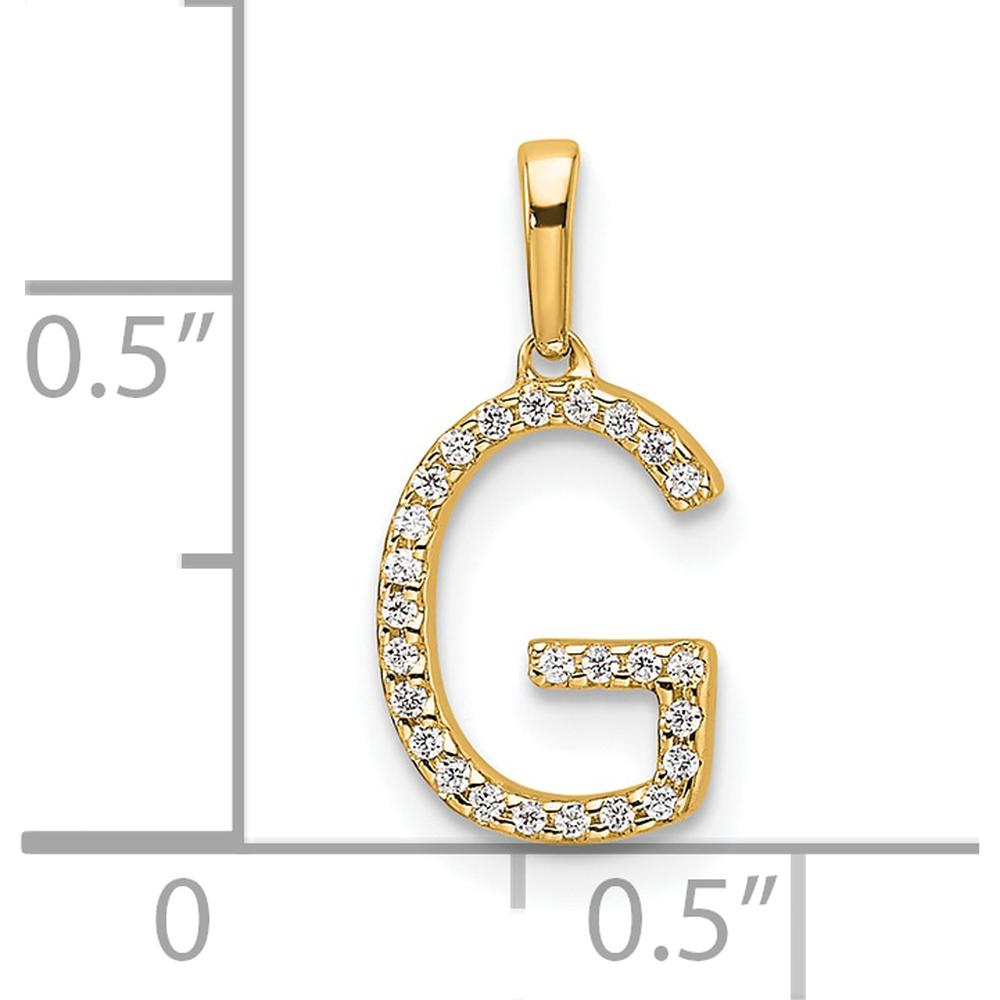 14K Yellow Gold Diamond Letter G Pendant - Personalized Charm with Round Brilliant Diamonds by Oro Pregiato