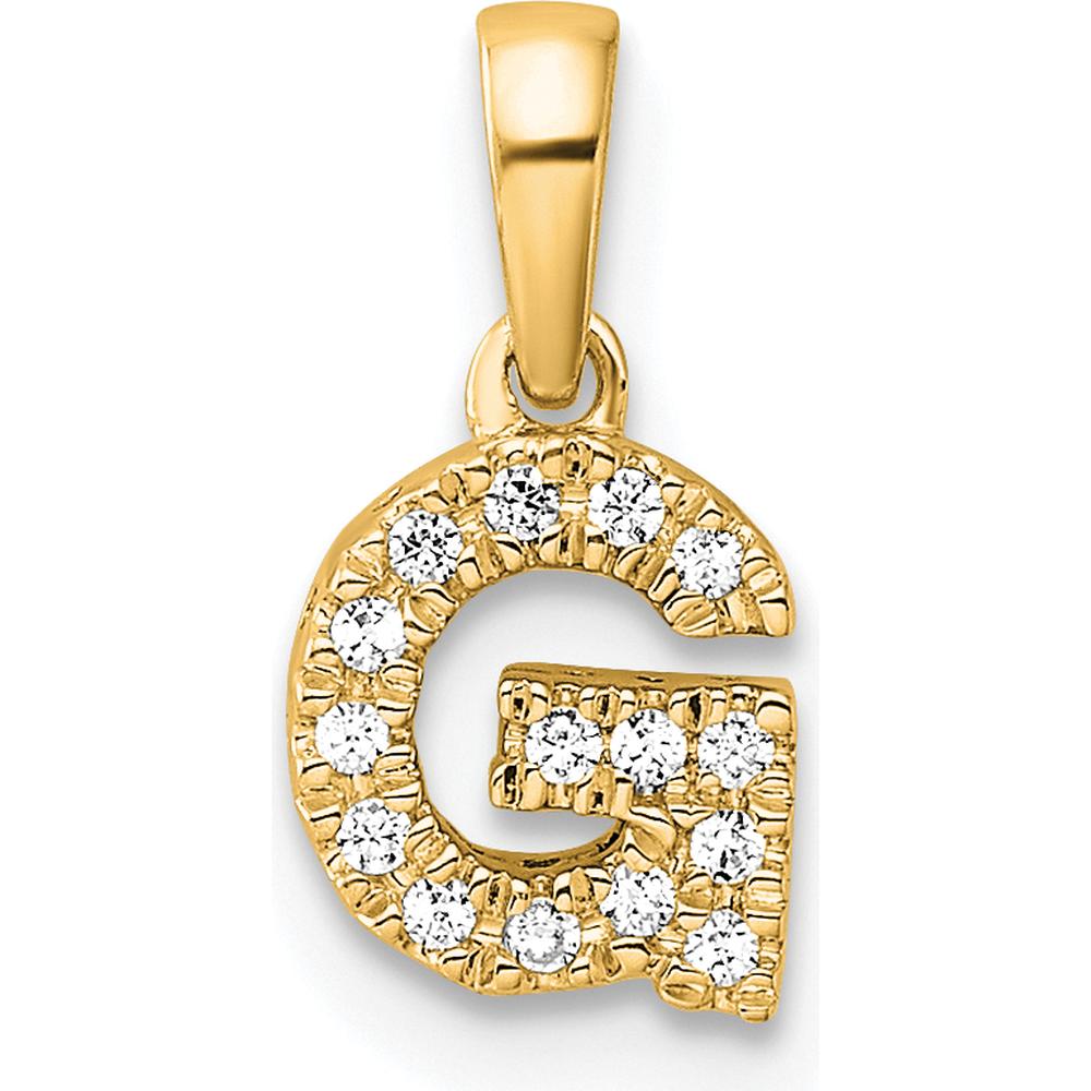 14K Yellow Gold Diamond Letter G Pendant with Diamonds - 0.14 Carat Total Diamond Weight by Oro Pregiato