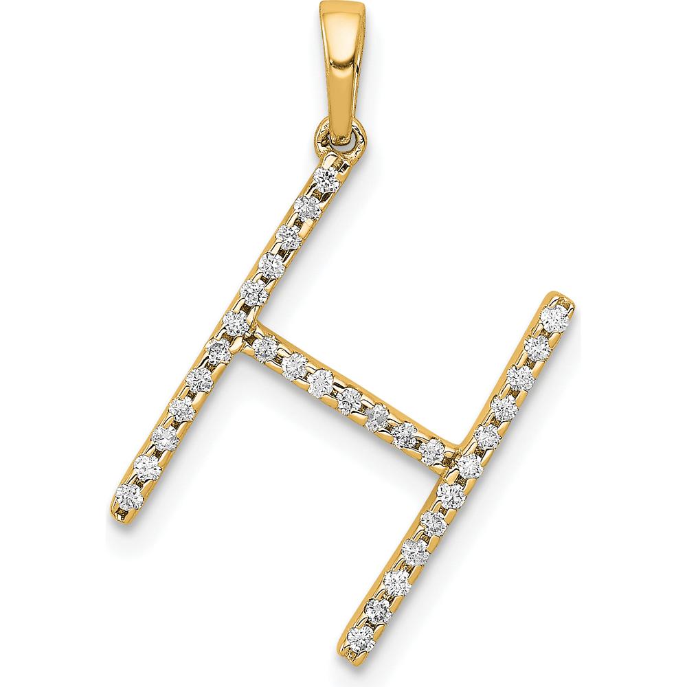 14K Yellow Gold Diamond Letter "H" Pendant with Round Diamonds by Oro Pregiato