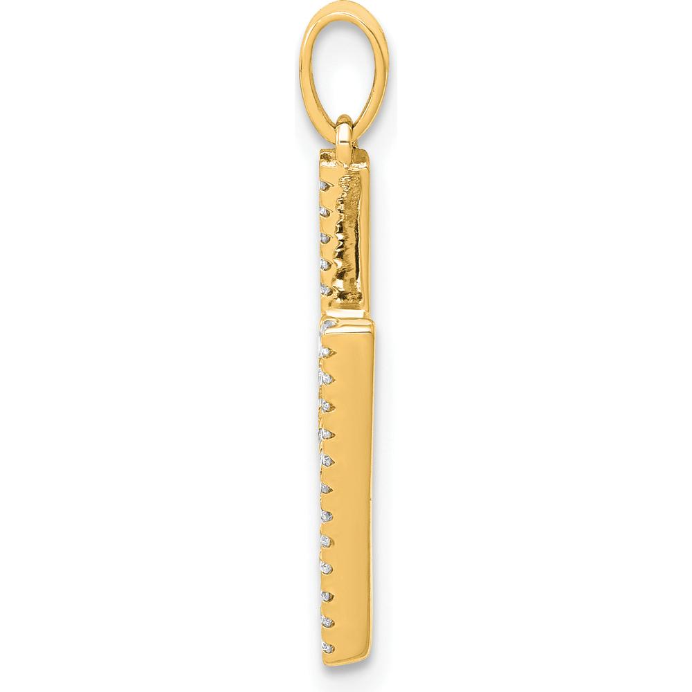 14K Yellow Gold Diamond Letter "H" Pendant with Round Diamonds by Oro Pregiato