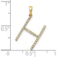 14K Yellow Gold Diamond Letter "H" Pendant with Round Diamonds by Oro Pregiato